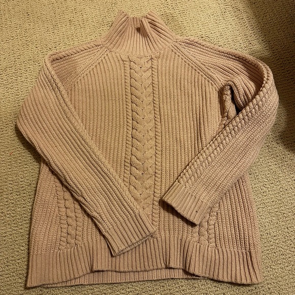 Lululemon Pink Chunky Knit Mock Neck Turtleneck Cable Oversized Sweater Womens 6 - Picture 6 of 6